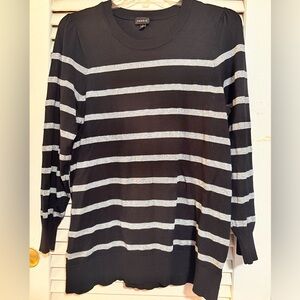 Torrid Black & Silver (metallic) Striped Crewneck Sweater Sz 2
